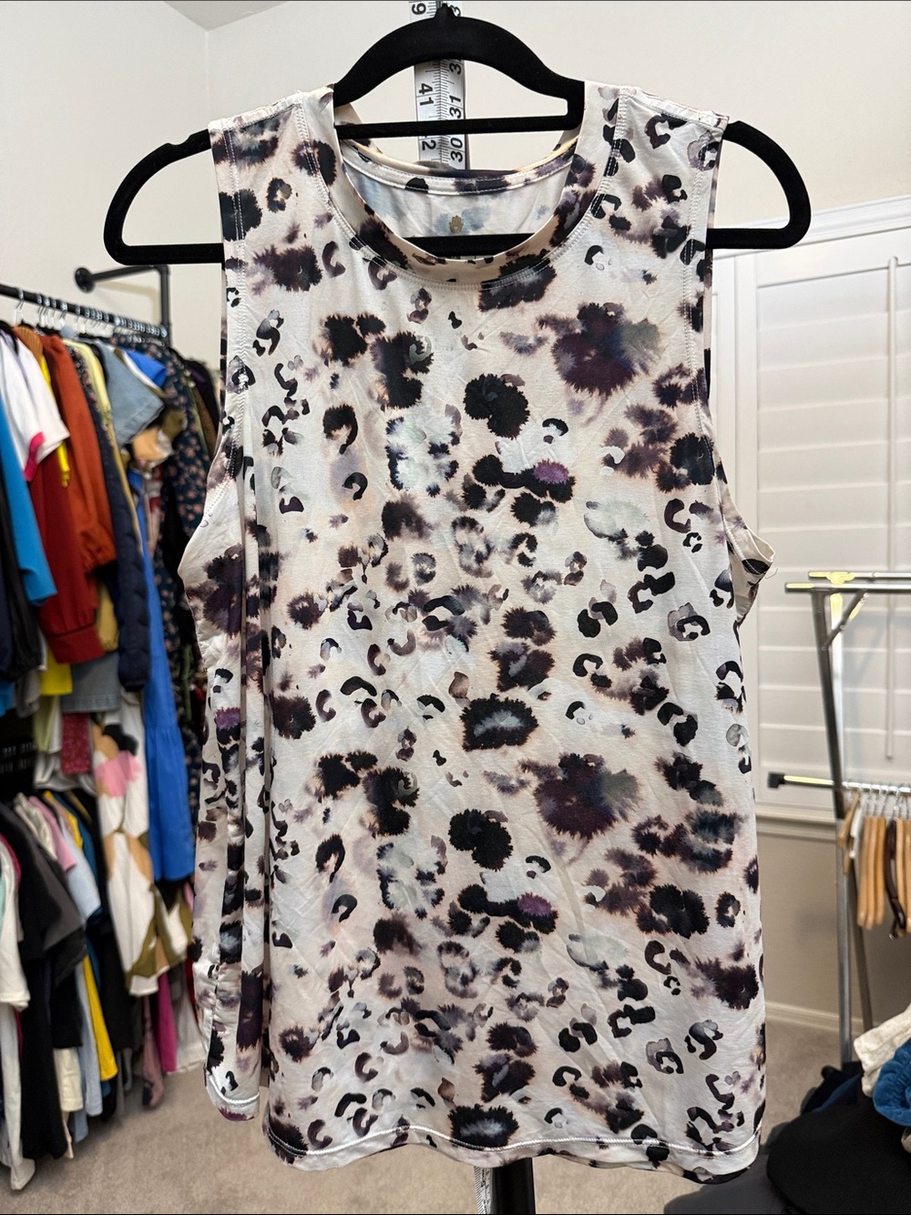 Spiritual Gangster Cream Tank with Purple and Black Animal Spots